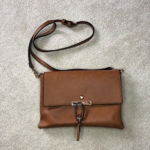 Brown Faux Leather Crossbody Bag